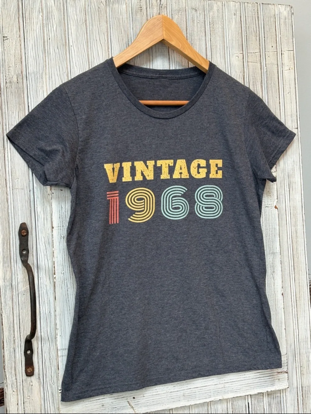 Vintage 1968 Graphic T-Shirt Charcoal Pit to Pit 19 - Picture 2 of 6